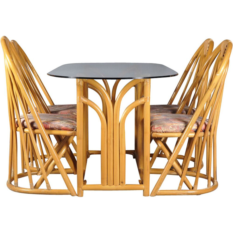 French vintage dining set in bamboo