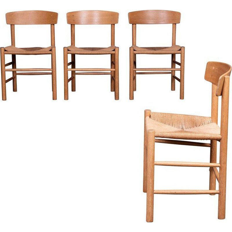 Serie de 4 chaises "J39" en chêne de Børge Mogensen