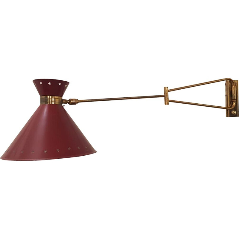 Vintage wall lamp with double arm by René Mathieu for Lunel