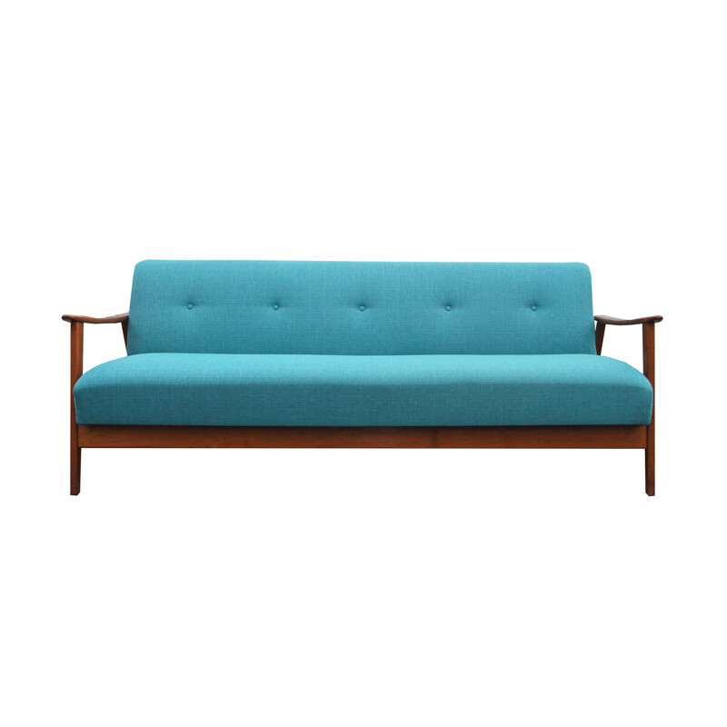 Vintage 3-seater sofa daybed in petrol