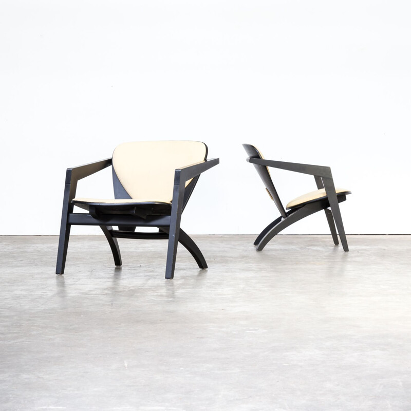 Suite de 2 fauteuils vintage GE460 par Hans Wegner chaise pour Getama