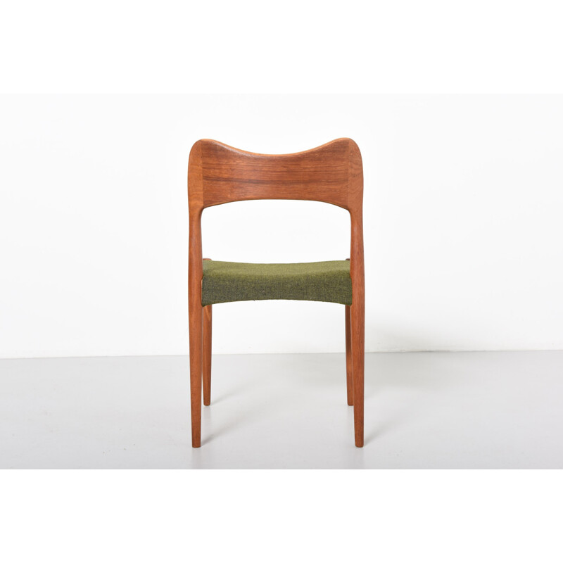 Set of 4 scandinavian chairs in teak and green fabric, Arne HOVMAND-OLSEN - 1950s