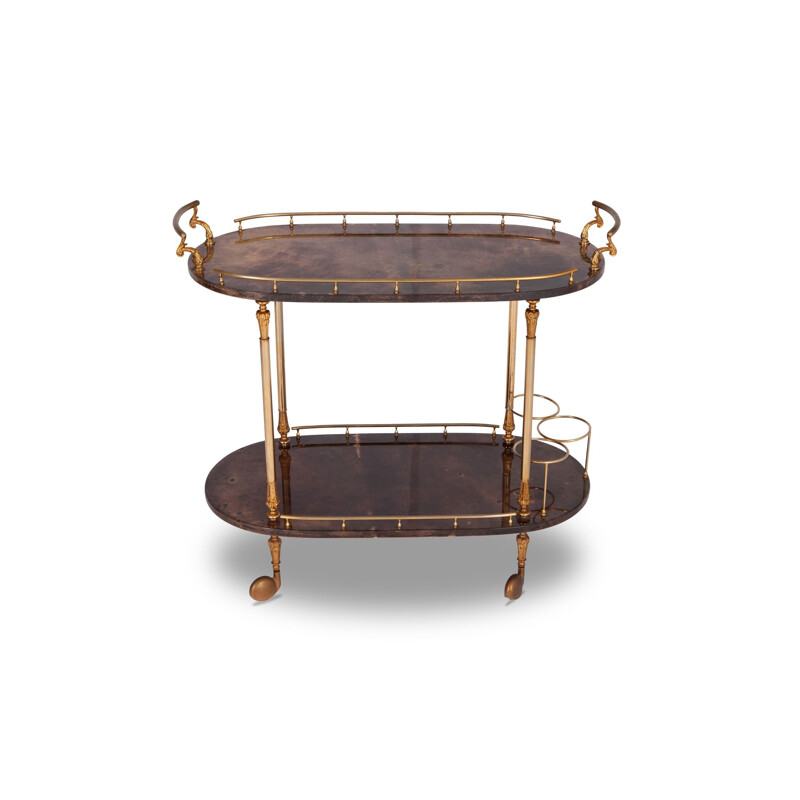 Vintage lacquered bar cart by Aldo Tura