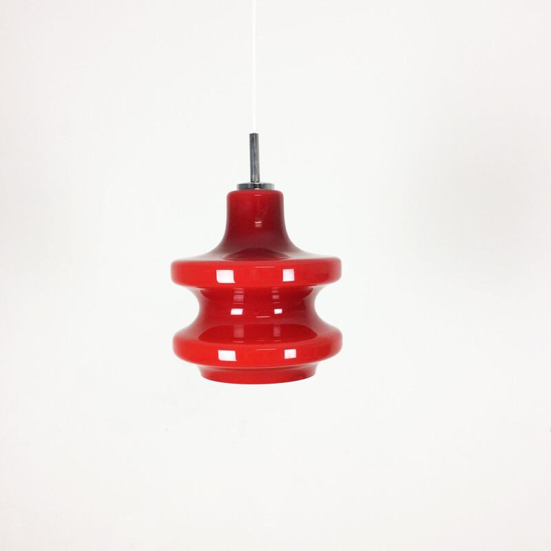 Vintage red suspension lamp by Peill and Pultzler, Germany 1970