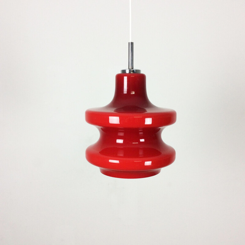 Vintage red suspension lamp by Peill and Pultzler, Germany 1970