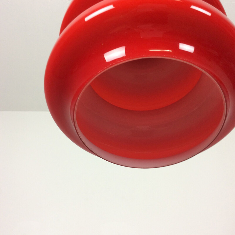 Vintage red suspension lamp by Peill and Pultzler, Germany 1970