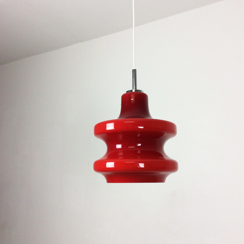 Vintage red suspension lamp by Peill and Pultzler, Germany 1970