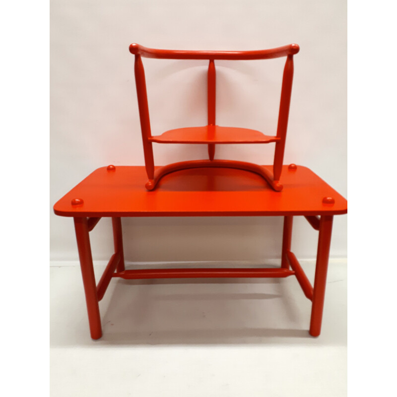 Suite de table et chaise vintage rouge scandinave par Karin Mobring 