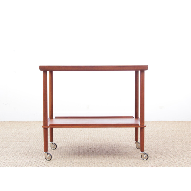 Scandinavian vintage teak rolling bar, 1960