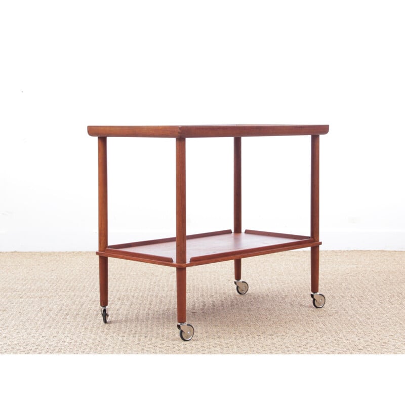 Scandinavian vintage teak rolling bar, 1960