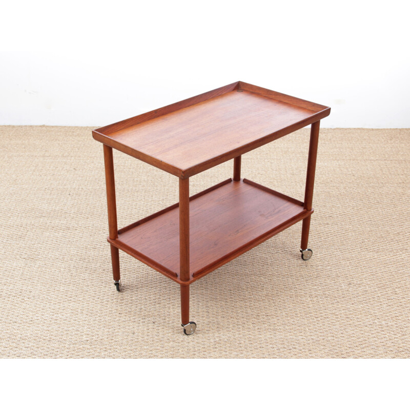 Scandinavian vintage teak rolling bar, 1960