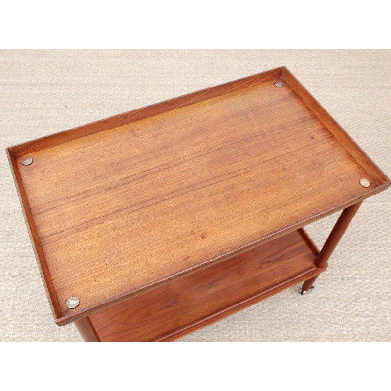 Scandinavian vintage teak rolling bar, 1960