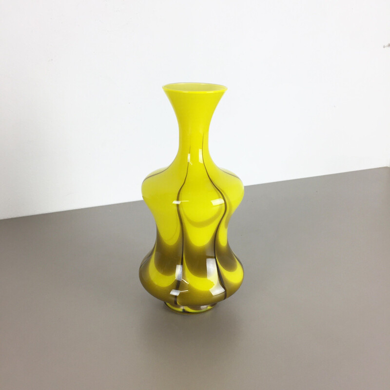 Vintage Italian yellow vase by Opaline Florence