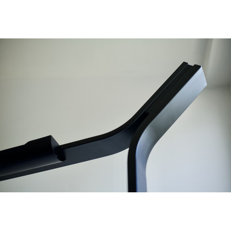 Vintage floor lamp "O'Luce" in black lacquered steel by Bruno Gecchelin