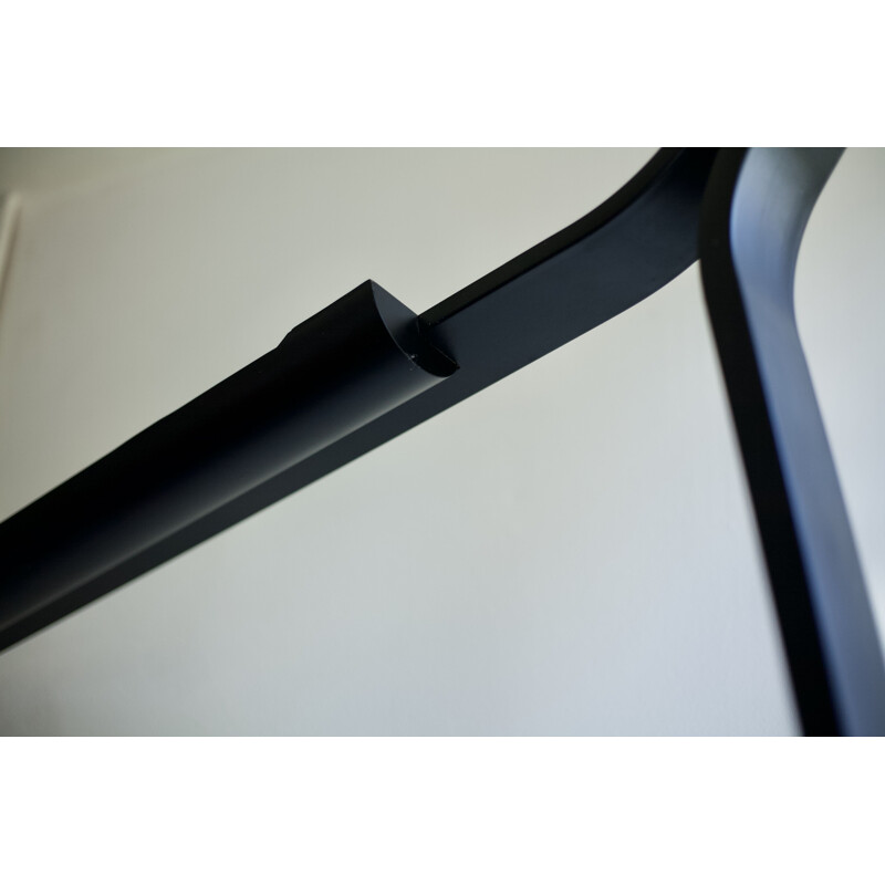 Vintage floor lamp "O'Luce" in black lacquered steel by Bruno Gecchelin
