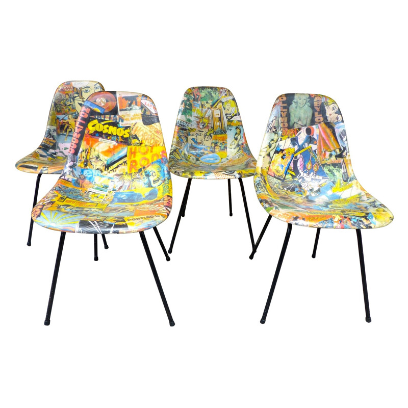 4 customised chairs, EAMES DSX - 1970s