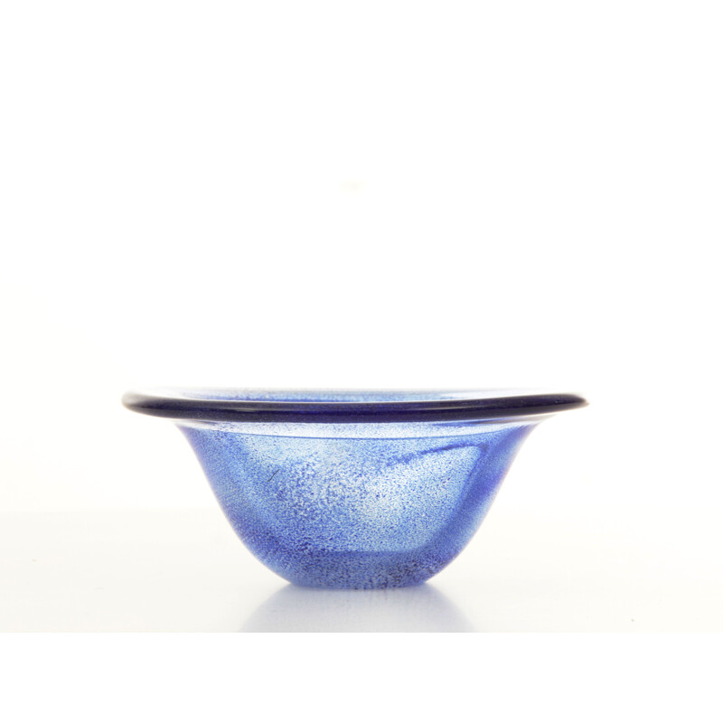 Vintage Scandinavian blue bowl in speckled blown glass