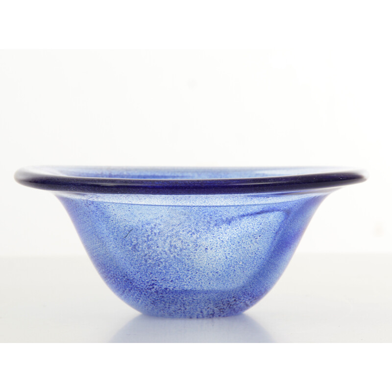 Vintage Scandinavian blue bowl in speckled blown glass