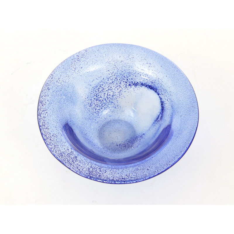 Vintage Scandinavian blue bowl in speckled blown glass