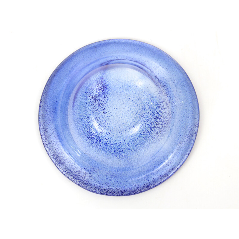 Vintage Scandinavian blue bowl in speckled blown glass