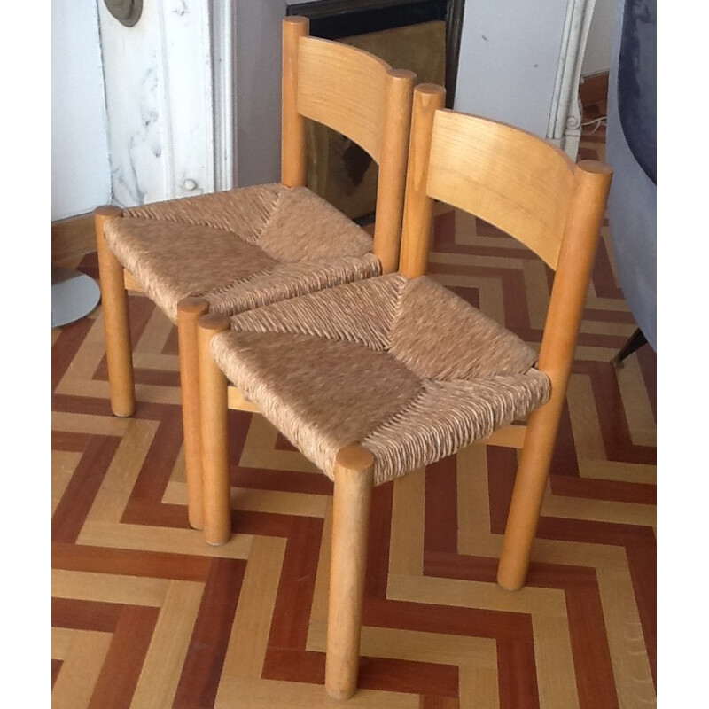 Pair of Charlotte PERRIAND "Méribel" model chairs - 1950