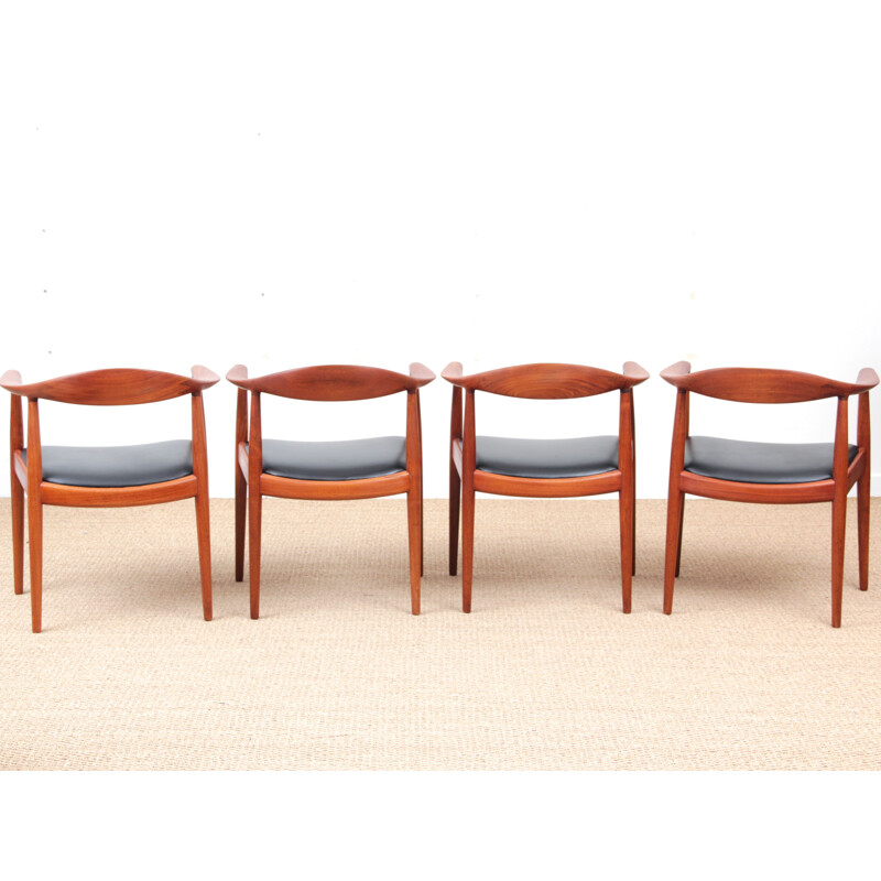 Vintage set of 4 chairs in teak, 1st edition, Hans Wegner