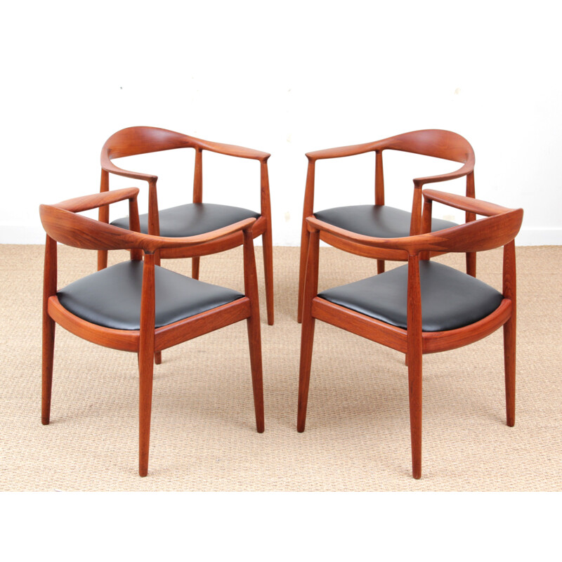 Vintage set of 4 chairs in teak, 1st edition, Hans Wegner