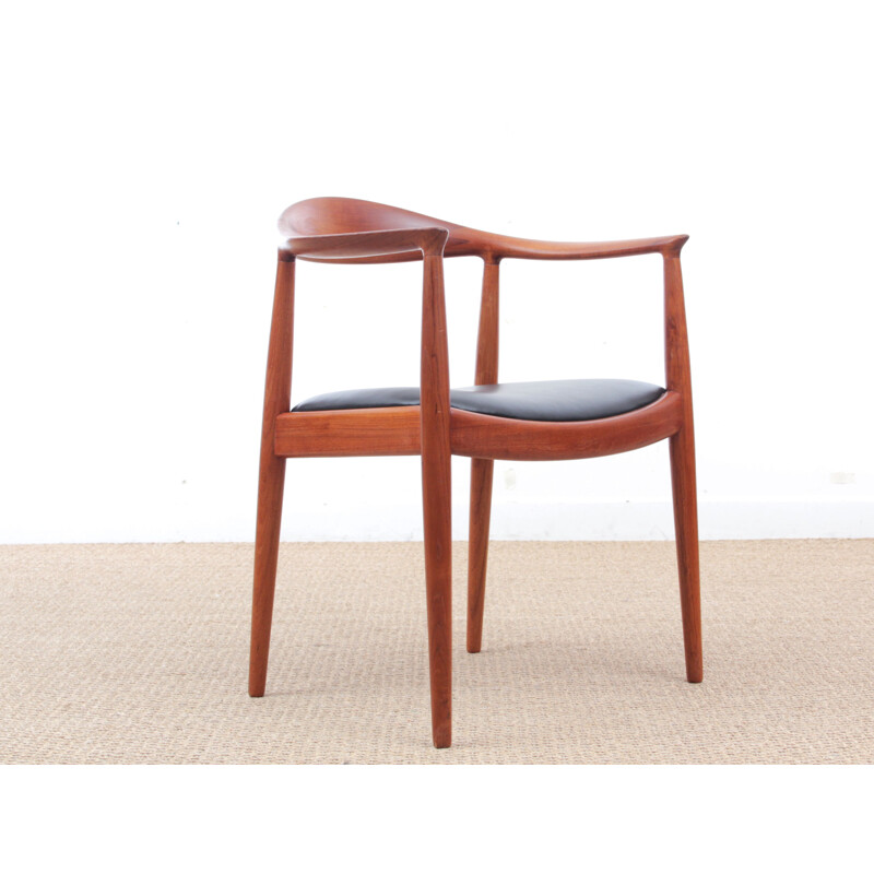 Suite de 4 fauteuils "The chair" 1ere edition en teck, Hans Wegner