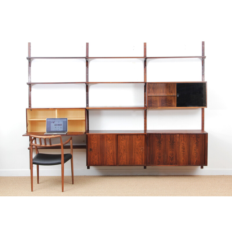 Vintage Scandinavian wall system in rosewood