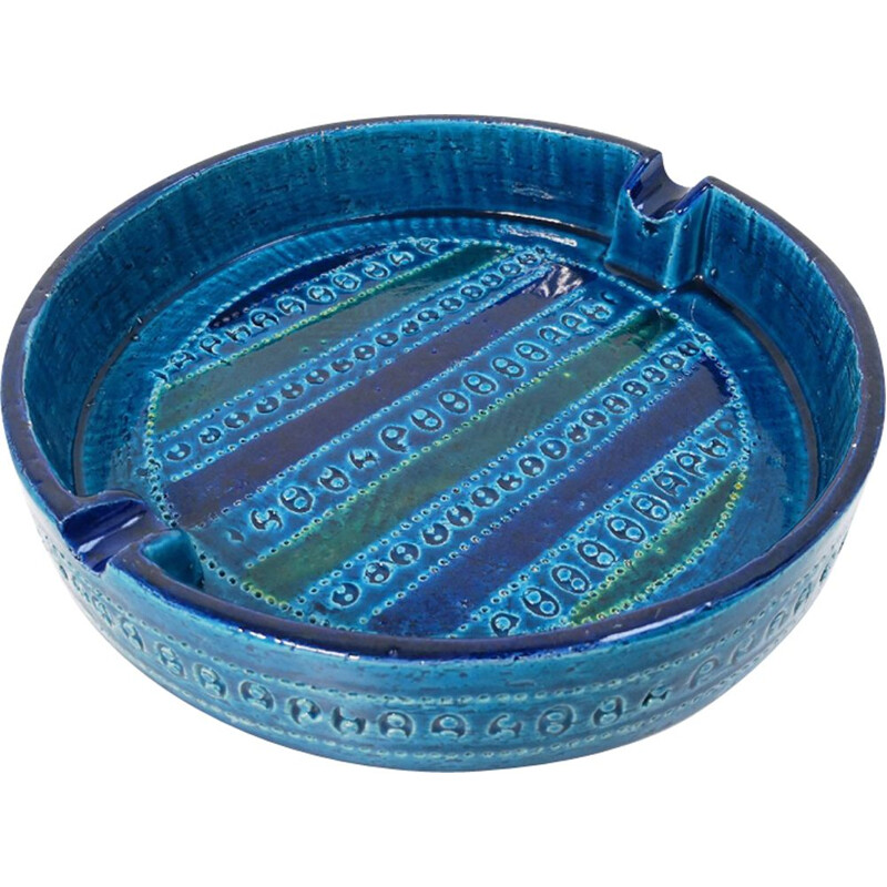 Vintage blue ashtray by Aldo Londi for Bitossi