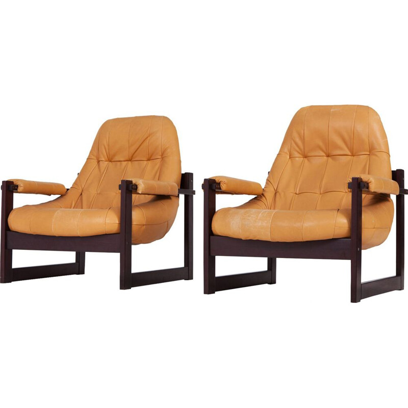 Vintage set of 2 Brazilian lounge chairs by Percival Lafer