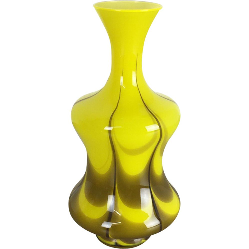 Italienische gelbe Vintage-Vase von Opaline Florence