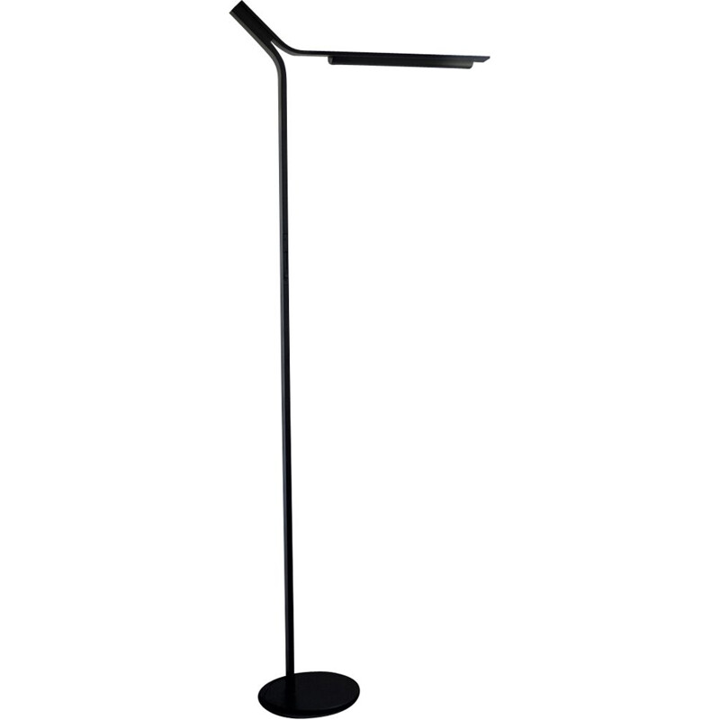 Vintage floor lamp "O'Luce" in black lacquered steel by Bruno Gecchelin