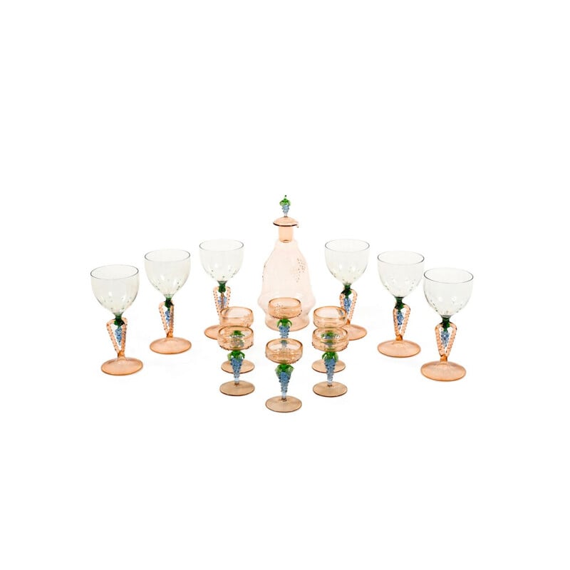 Set of 1 decanter & 12 glasses by Bimini Werkstätten Wien