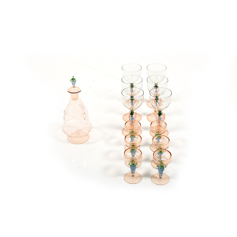 Set of 1 decanter & 12 glasses by Bimini Werkstätten Wien