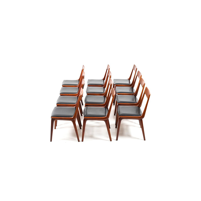 Set of 12 Boomerang Chairs in Teak by Alfred Christensen