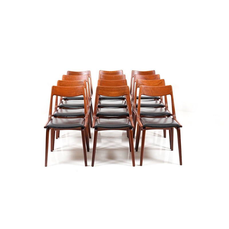 Set of 12 Boomerang Chairs in Teak by Alfred Christensen