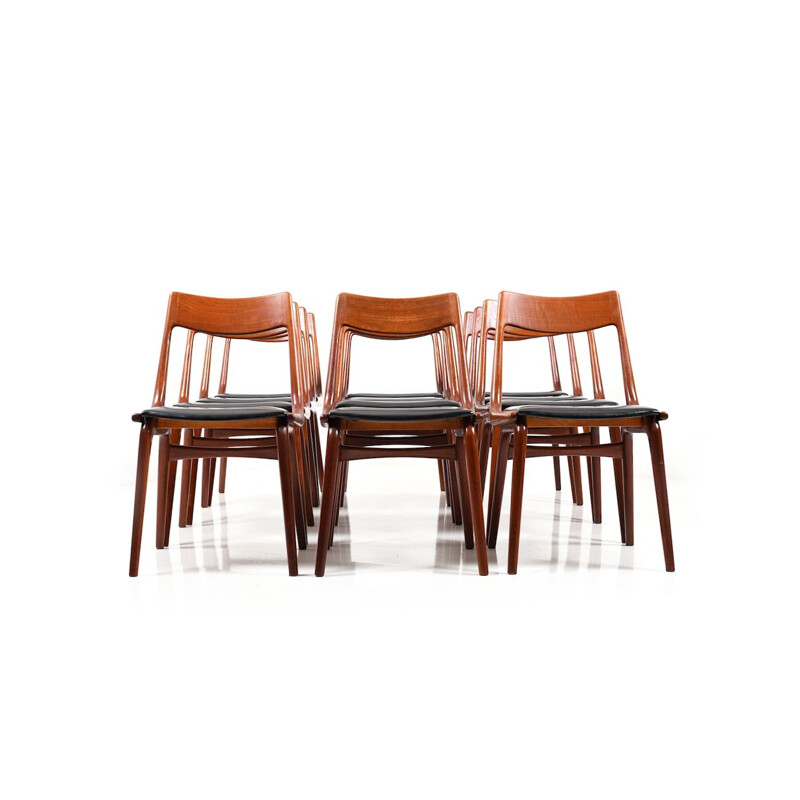 Set of 12 Boomerang Chairs in Teak by Alfred Christensen