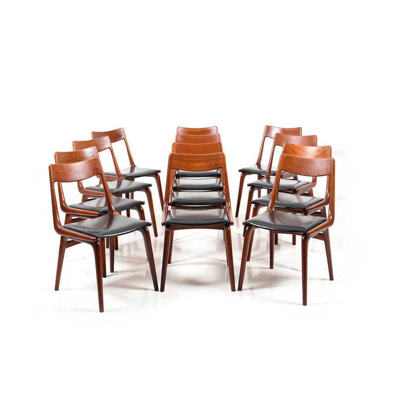 Set of 12 Boomerang Chairs in Teak by Alfred Christensen