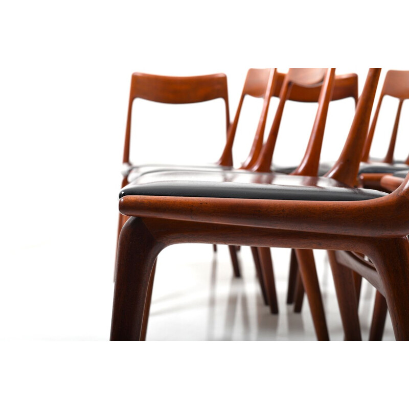 Set of 12 Boomerang Chairs in Teak by Alfred Christensen