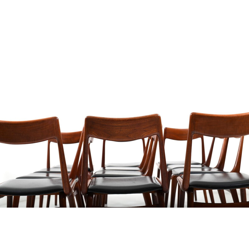 Set of 12 Boomerang Chairs in Teak by Alfred Christensen