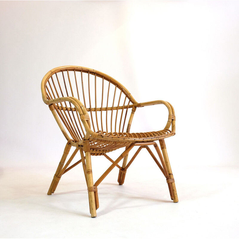 Vintage french armchair in rattan