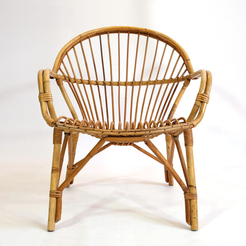 Vintage french armchair in rattan