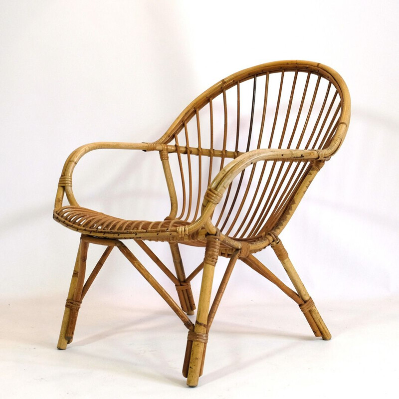 Vintage french armchair in rattan