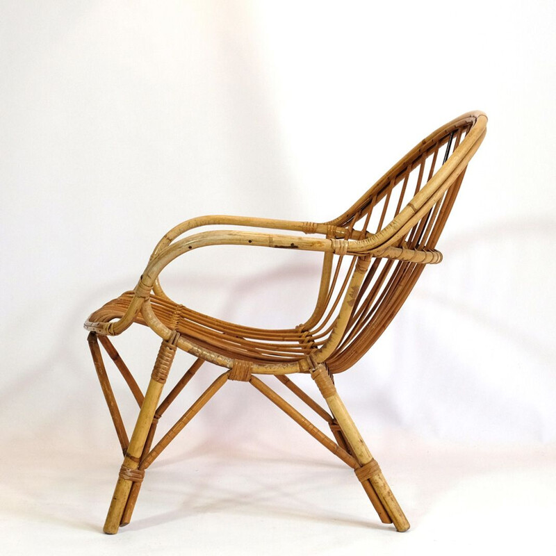 Vintage french armchair in rattan