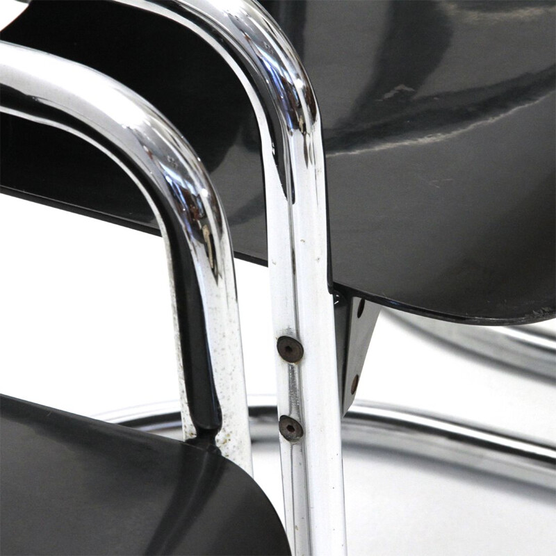 Set of 5 Dialogo chromed dining chairs by Tobia Scarpa for B&B Italia