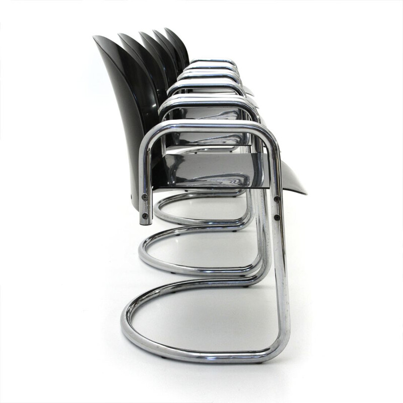 Set of 5 Dialogo chromed dining chairs by Tobia Scarpa for B&B Italia