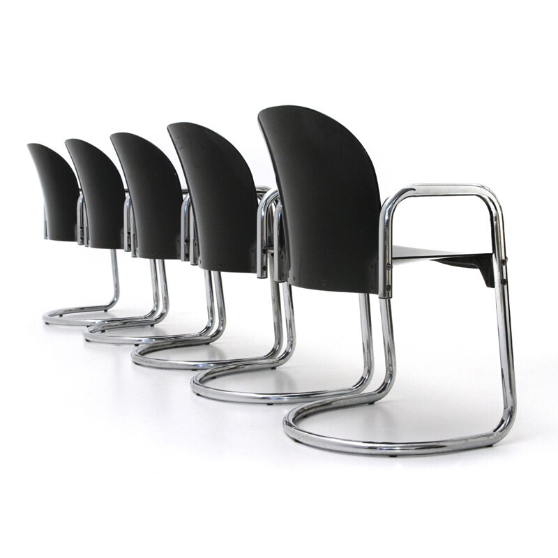 Set of 5 Dialogo chromed dining chairs by Tobia Scarpa for B&B Italia