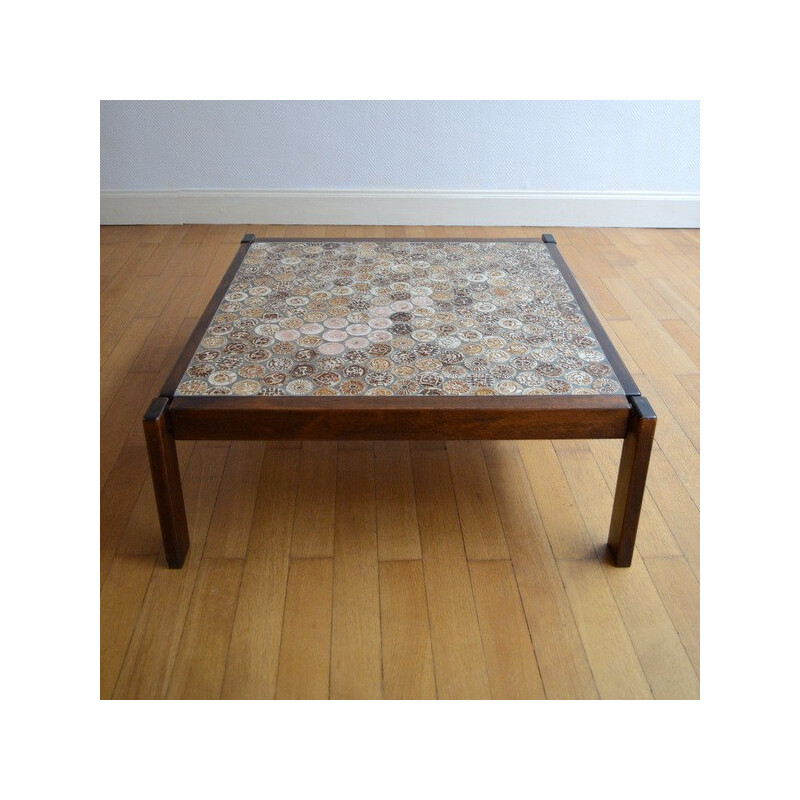 Coffee table in cement and ceramic, Roger CAPRON - 1970s