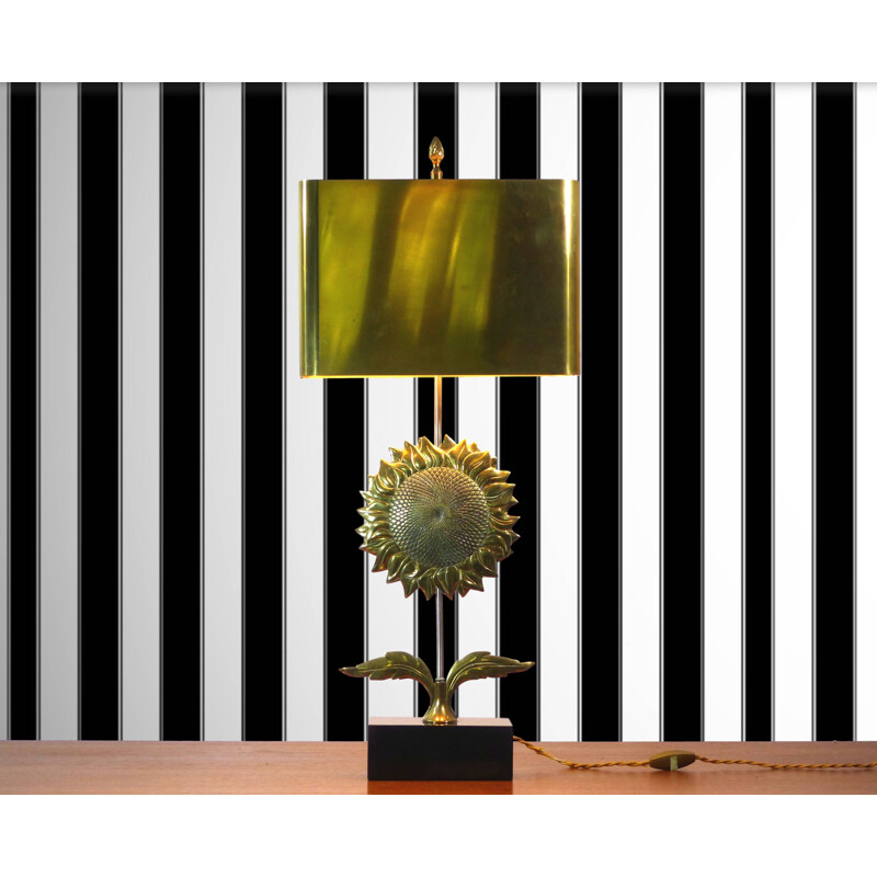 "Sunflower" Table lamp in gilded bronze by Maison Charles